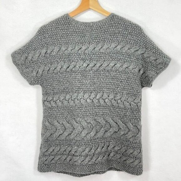 J. Jill Cable Knit Crewneck Sweater Back To School Academia Preppy Cozy Gray L - Picture 2 of 5